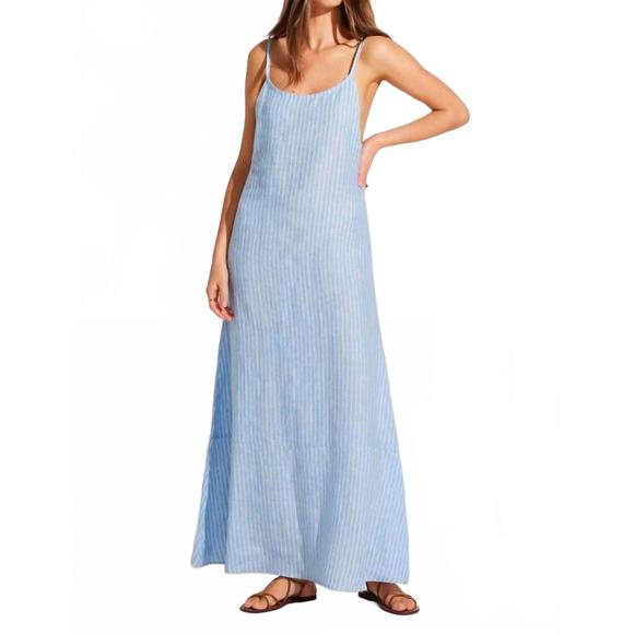 NEW VITAMIN A mari maxi dress in summer stripe ecolinen - Picture 1 of 9